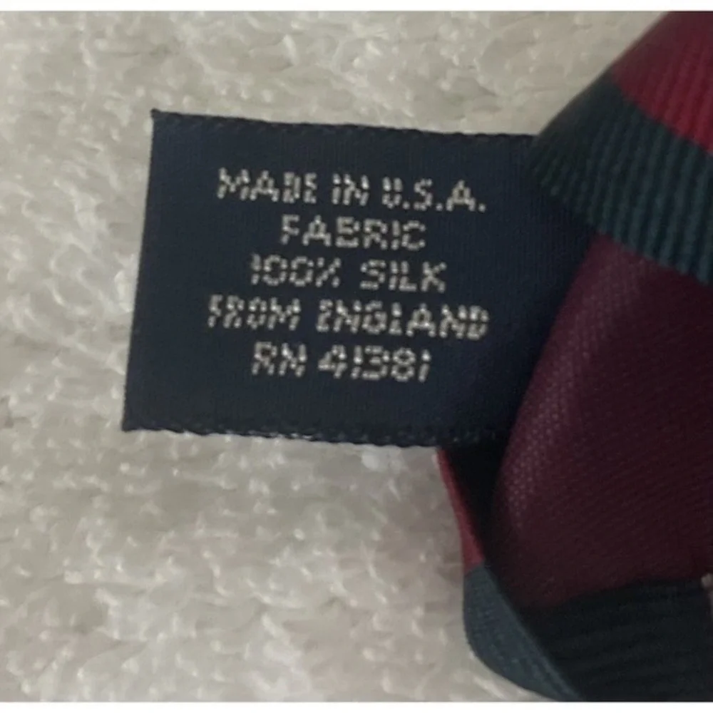 Polo Ralph Lauren Necktie Mens Burgundy Dk Green Gray Silk Striped USA Old Money